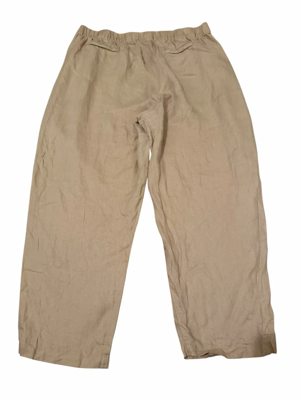Zara Tan 100% Linen Elastic Waist Pants size XXL